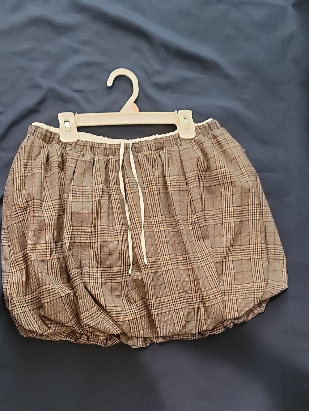Bar III Plaid Bubble Skirt in Beige and Brown